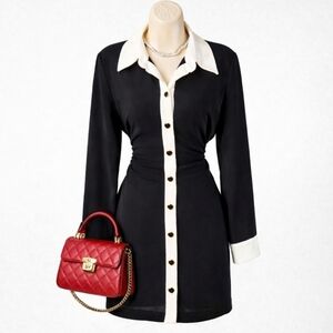 ZARA Black & White Contrast Shirt Dress – Size Small – NWT